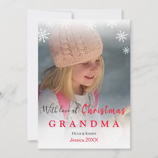 Love At Christmas Grandma Photo Snowflake Holiday (Front)