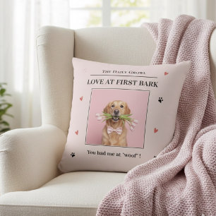 Love at First Bark Personalized Dog Custom Cushion