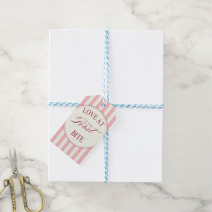 Love At First Bite Cream & Pink Striped Wedding Gift Tags