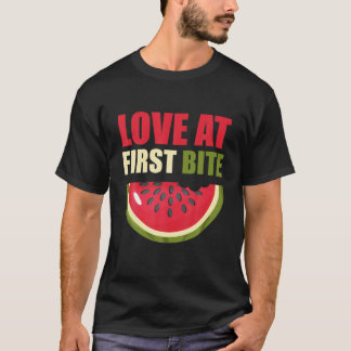 Love At First Bite Funny Kawaii Cute Fruit Waterme T-Shirt