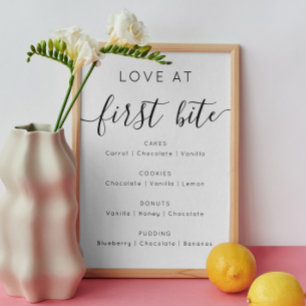 Love at first bite. Minimalist dessert wedding Poster