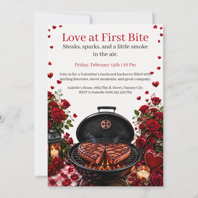 Love at First Bite Valentine's BBQ Invitation (Front)