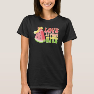 Love At First Bite Watermelon Axolotl Snacks T-Shirt