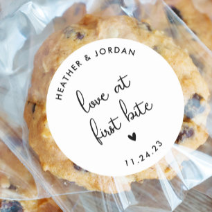 Love At First Bite Wedding Sweets Favour Classic Round Sticker