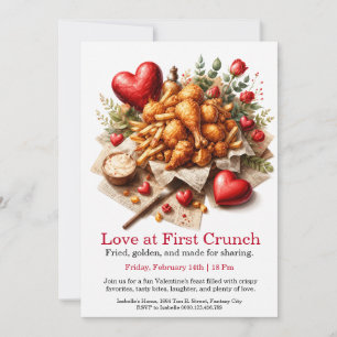 Love at First Crunch Fried Chicken Valentine's Invitation