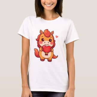 Love at First Gallop Fire Horse Valentine Chinese  T-Shirt