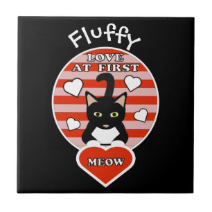 Love At First Meow Cat Lovers Personalised Gift Si Tile