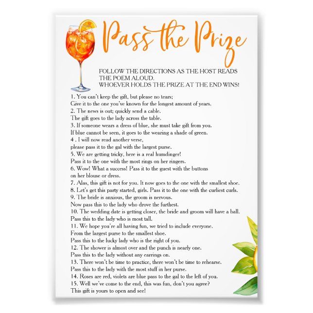 Love at First  Pass the Prize Bridal Shower Game Photo Print (Front)