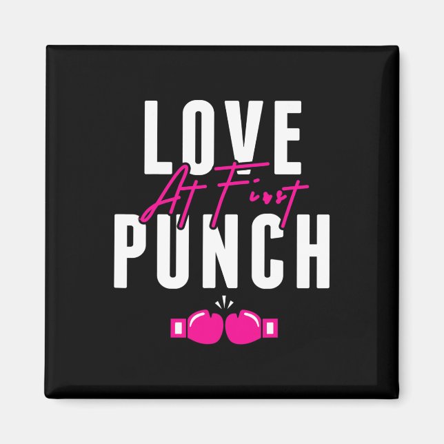 Love At First Punch Girl Kickboxing Cardio Workout Magnet (Front)