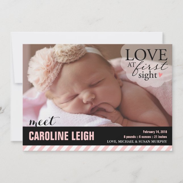 Love at First Sight | Baby Announcement (Front)