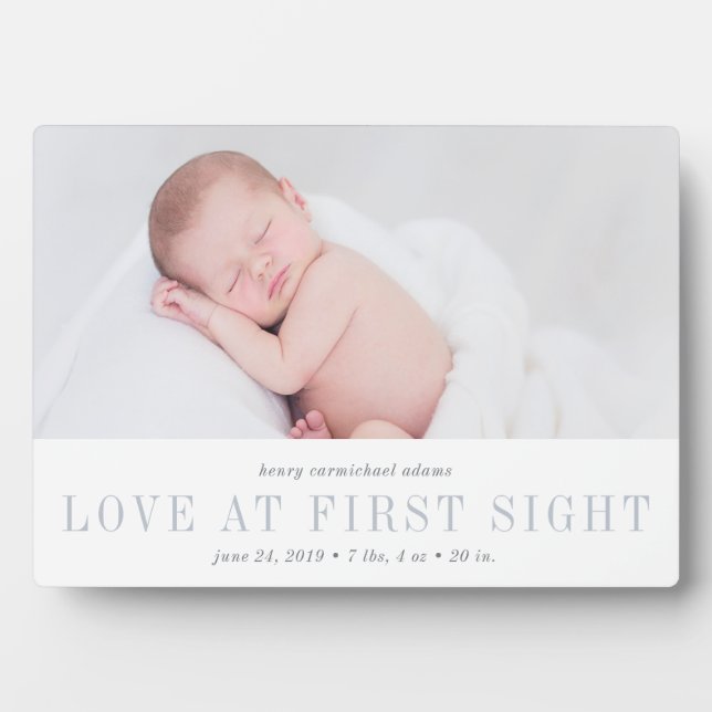 Love at First Sight Baby Photo Plaque (Front)