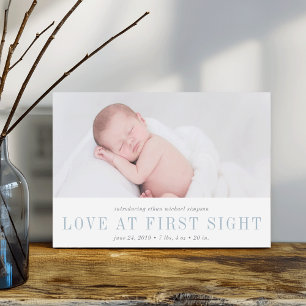 Love at First Sight Birth Announcement   Blue