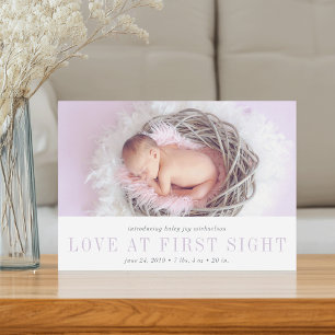 Love at First Sight Birth Announcement Lavender