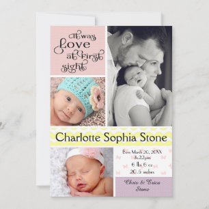 Love at First Sight Colourful Collage - Girl Announcement