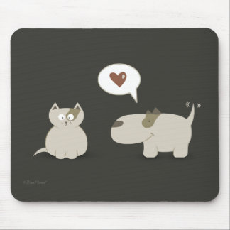 Love At First Sight Cute Cat Dog Mouse Mat