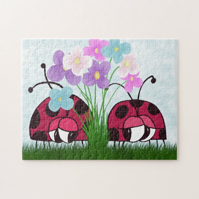 Love At First Sight Cute Ladybug Illustration Jigsaw Puzzle (Horizontal)