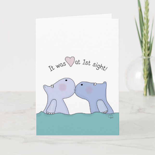 Love at First Sight Hippos Card (Front)