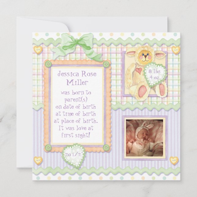 Love at First Sight, Lamb Birth Announcement (Front)