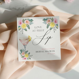 Love at First Sip Bright Cocktail Bridal Shower Napkin