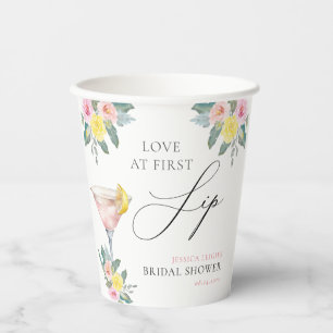 Love at First Sip Bright Cocktail Bridal Shower Paper Cups