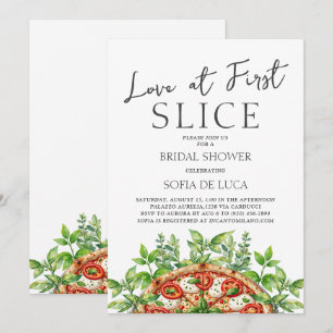 Love At First Slice Pizza Italian Bridal Shower Invitation