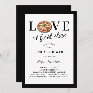 Love At First Slice Pizza Italian Bridal Shower Invitation