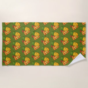 Love at First Slice - Pizza Meets Pineapple Beach Towel