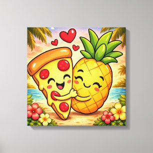 Love at First Slice - Pizza Meets Pineapple Canvas Print