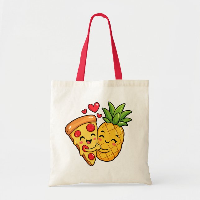 Love at First Slice - Pizza Meets Pineapple Tote Bag (Front)