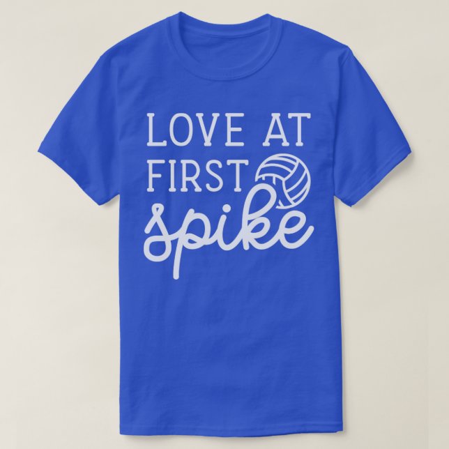 Love At First Spike Volleyball Girls Boys Cute Fun T-Shirt (Design Front)