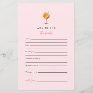 Love at First Spritz Advice for the Bride Card