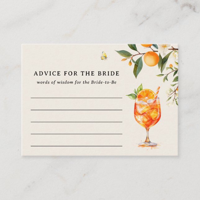 Love at First Spritz' Advice for the Bride-to-Be Enclosure Card (Front)