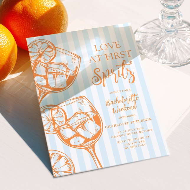 Love at First Spritz Aperol Bachelorette Invitation (Creator Uploaded)