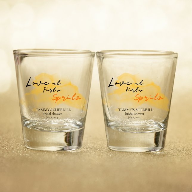 Love At First Spritz Aperol Bridal Shower Shot Glass (Creator Uploaded)