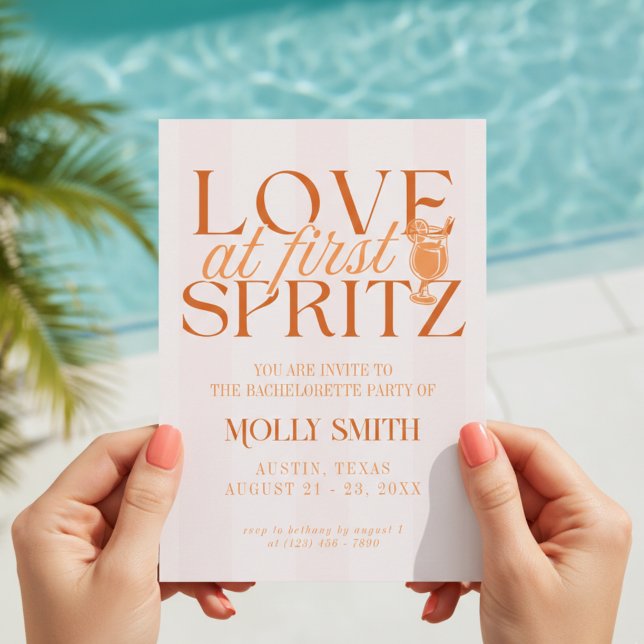 Love at First Spritz Bachelorette Invitation (Love at First Spritz Bachelorette Invitation)