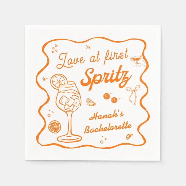 Love at First Spritz Bachelorette  Napkin (Front)