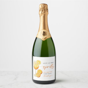 Love at First Spritz Bridal Shower Aperol Custom Sparkling Wine Label