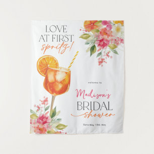Love at First Spritz Bridal Shower Backdrop Sign Tapestry