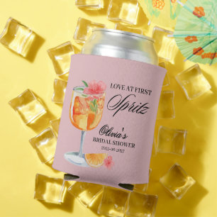 Love at First Spritz Bridal Shower Blush Pink Can Cooler
