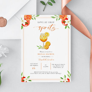 Love at First Spritz Bridal Shower Citrus Cocktail Invitation