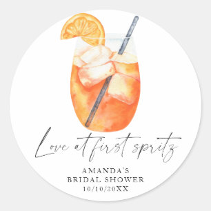 Love at first spritz Bridal shower Classic Round Sticker