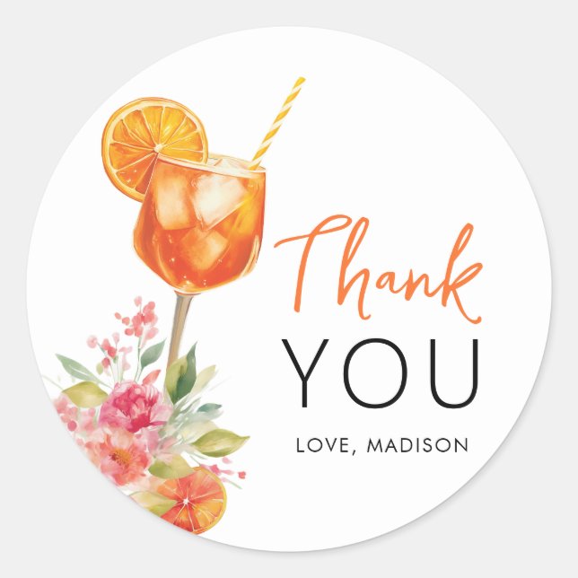 Love at First Spritz Bridal Shower Favour Stickers (Front)