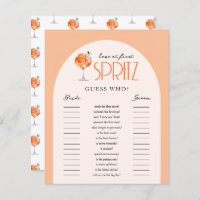 Love at First Spritz Bridal Shower Guess Who Game