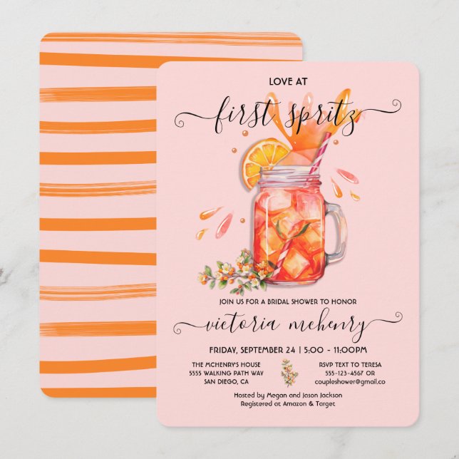Love at First Spritz Bridal Shower Invitation (Front/Back)