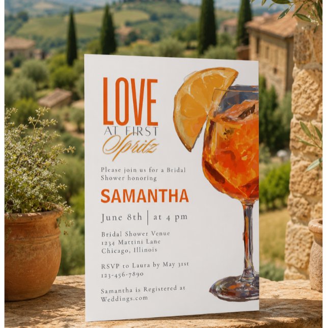 Love at First Spritz Bridal Shower invitation (Creator Uploaded)