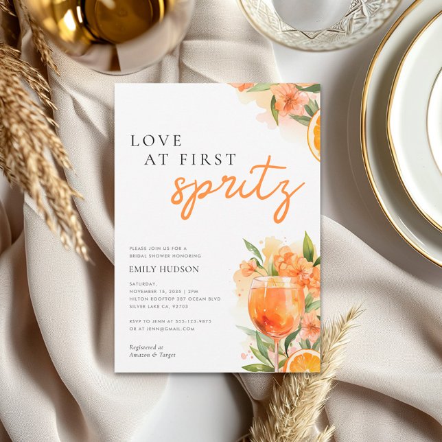Love at First Spritz Bridal Shower Invitation (Creator Uploaded)