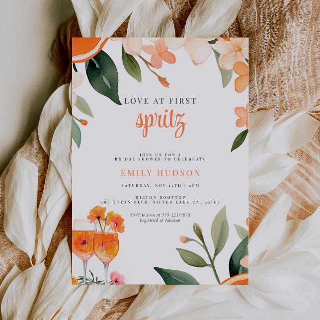 Love at First Spritz Bridal Shower Invitation (Creator Uploaded)