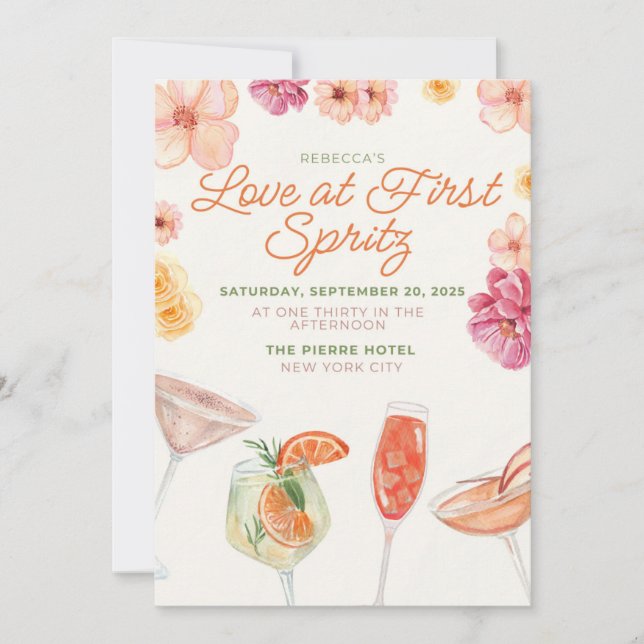 Love at First Spritz Bridal Shower Invitation (Front)