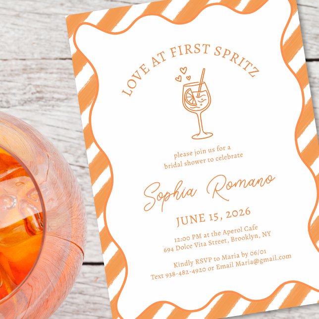 Love at First Spritz Bridal Shower Italian Aperol  Invitation (Creator Uploaded)