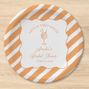 Love at First Spritz Bridal Shower Italian Aperol  Paper Plate